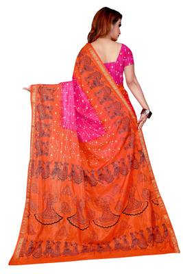 Rust hand woven taffeta saree with blouse 2