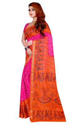 Rust hand woven taffeta saree with blouse 3