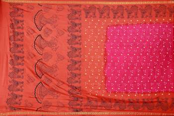 Rust hand woven taffeta saree with blouse 5