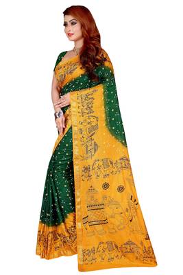 Yellow hand woven taffeta saree with blouse 3