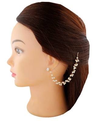 Designer Single Line Pearl Earchain or Ear Support Earrings 1