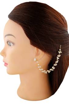 Designer Single Line Pearl Earchain or Ear Support Earrings