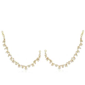 Designer Single Line Pearl Earchain or Ear Support Earrings 2