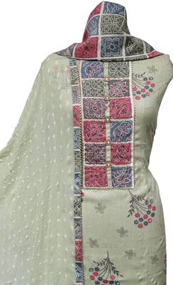 Lauki Green Cotton Print Unstitched Suit Set 4