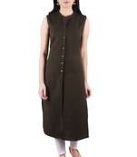 Brown plain cotton ethnic-kurtis