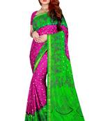 Light green hand woven taffeta saree with blouse