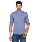 Blue woven pure cotton men-kurtas