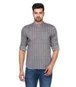 Grey woven pure cotton men-kurtas