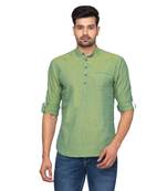 Green woven pure cotton men-kurtas