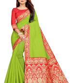 Light green woven chanderi saree with blouse