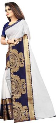 White woven chanderi saree with blouse 4