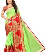 Light green woven chanderi saree with blouse