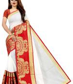 White woven chanderi saree with blouse