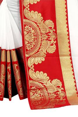 White woven chanderi saree with blouse 4