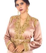 Elegant Dusty Rose Georgette Zari Work Kaftan for Women