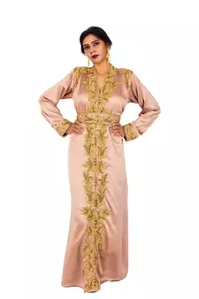 Dusty Rose Georgette Zari Work Kaftan for Women