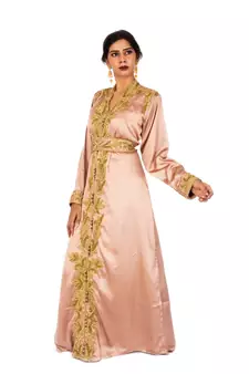 Dusty Rose Georgette Zari Work Kaftan for Women
