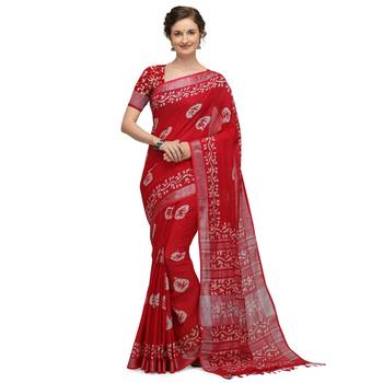 Iris Handloom Cotton Slub Zari Wex Batik Print saree 1
