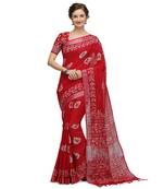 Iris Handloom Cotton Slub Zari Wex Batik Print saree