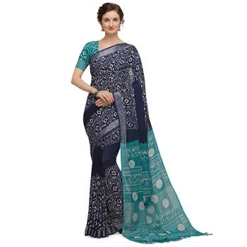 Iris Handloom Cotton Slub Zari Wex Batik Print saree 1