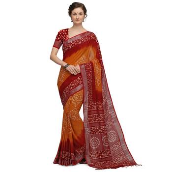 Iris Handloom Cotton Slub Zari Wex Batik Print saree 1
