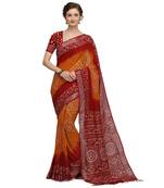 Iris Handloom Cotton Slub Zari Wex Batik Print saree