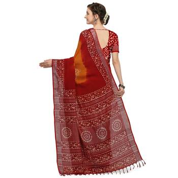 Iris Handloom Cotton Slub Zari Wex Batik Print saree 2