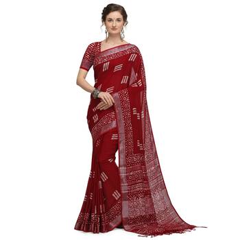 Iris Handloom Cotton Slub Zari Wex Batik Print saree 1