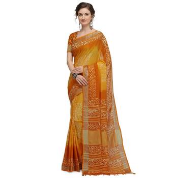 Iris Handloom Cotton Slub Zari Wex Batik Print saree 1