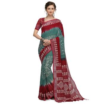 Iris Handloom Cotton Slub Zari Wex Batik Print saree 1