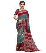 Iris Handloom Cotton Slub Zari Wex Batik Print saree