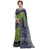 Iris Handloom Cotton Slub Zari Wex Batik Print saree