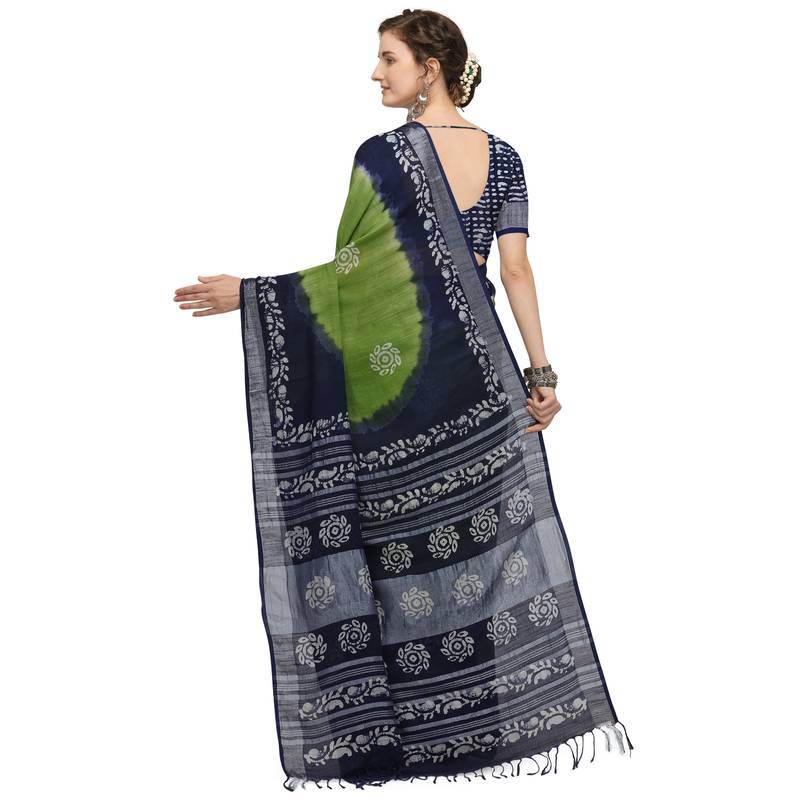Iris Handloom Cotton Slub Zari Wex Batik Print saree