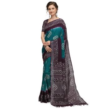 Iris Handloom Cotton Slub Zari Wex Batik Print saree 1