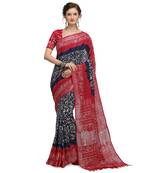 Iris Handloom Cotton Slub Zari Wex Batik Print saree