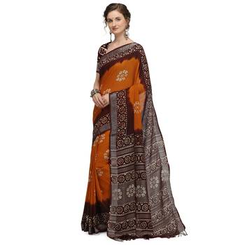 Iris Handloom Cotton Slub Zari Wex Batik Print saree 1