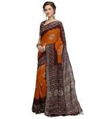 Iris Handloom Cotton Slub Zari Wex Batik Print saree