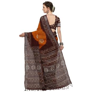 Iris Handloom Cotton Slub Zari Wex Batik Print saree 2