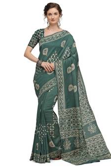 Iris Handloom Cotton Slub Zari Wex Batik Print saree