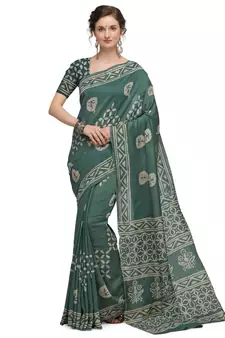 Iris Handloom Cotton Slub Zari Wex Batik Print saree