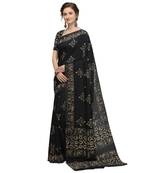 Iris Handloom Cotton Slub Zari Wex Batik Print saree