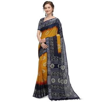 Iris Handloom Cotton Slub Zari Wex Batik Print saree 1