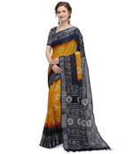 Iris Handloom Cotton Slub Zari Wex Batik Print saree