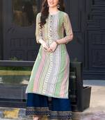 Multicolor Rayon Designer Kurta Palazzo Set For Regular Wear