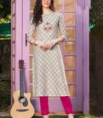 Beige Rayon Designer Kurta Pant Set For Regular Wear