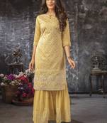 Admirable Yellow Party Wear Sharara Style Suit