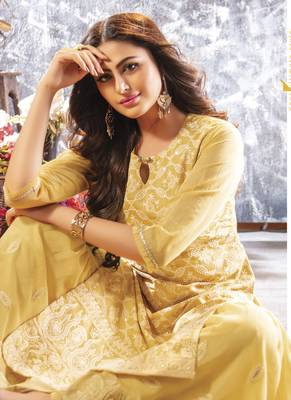 Admirable Yellow Party Wear Sharara Style Suit 2