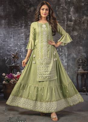 Popular Green Party Wear Kurti 1