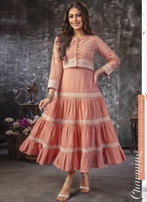 Dazzling Peach Party Wear Kurti 1