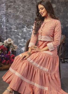 Dazzling Peach Party Wear Kurti 2